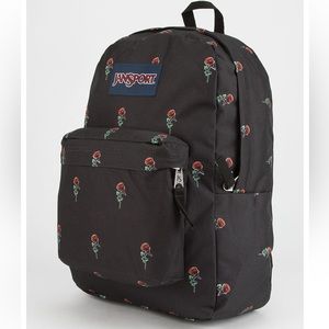Jansport Superbreak Rose Icon Backpack Tilly’s bookbag black festival travel